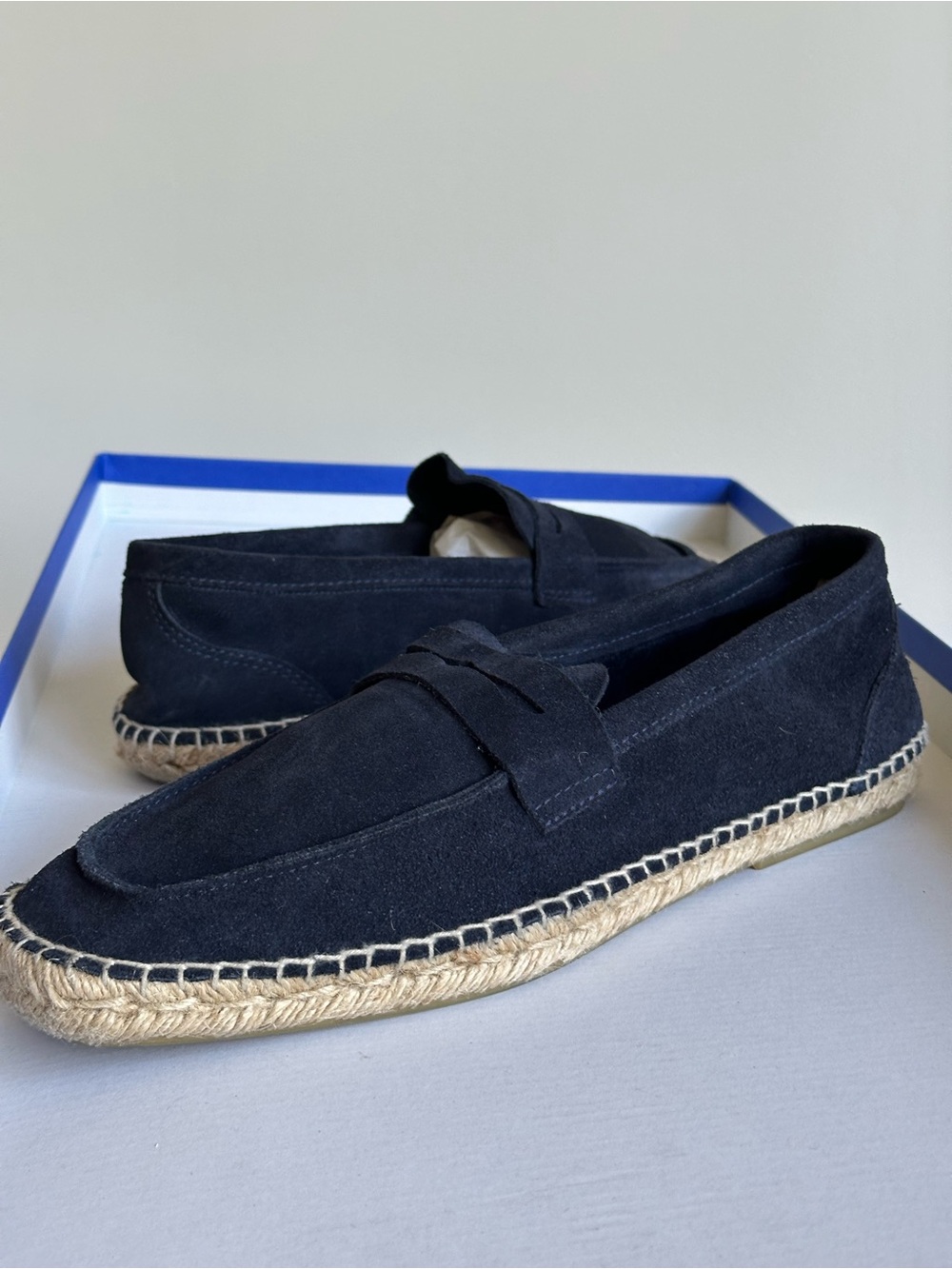 Reiss Cannes Navy Suede Penny Strap Espadrille Loafers EU 44 US 11 - Picture 13 of 16